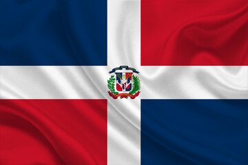 3D Flag of Dominican Republic on fabric