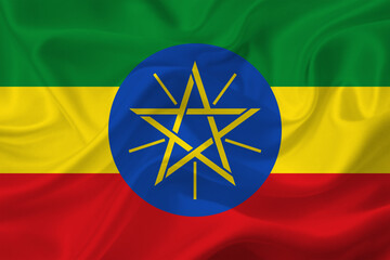 3D Flag of Ethiopia on fabric