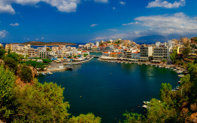 View of the bay of Agios Nikolaos with the famous port