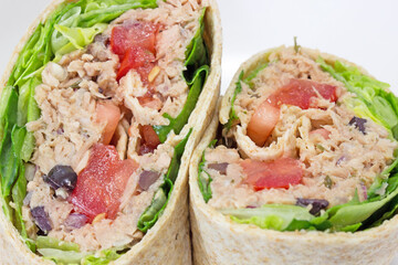 whole grain tuna mediterranean salad wrap