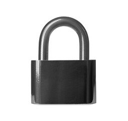 Steel padlock isolated on white. Safety concept