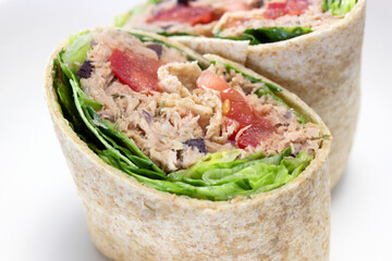 whole grain tuna mediterranean salad wrap
