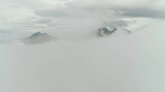 In the clouds on a mountaintop