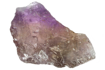 ametrine crystal  from Anahi Mine, Bolivia isolated on white background