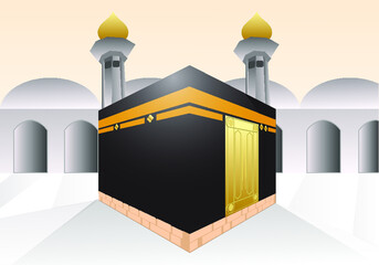 illustration of a Ka'bah, a place of worship for Muslims