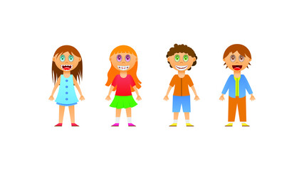 Fototapeta premium Abstract People Children Boy Girl Vector Design Style