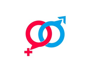 male and female symbol dating abstract logo - obrazy, fototapety, plakaty