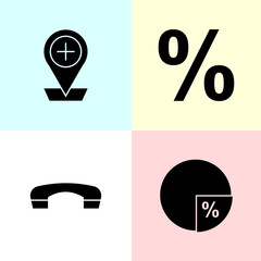 Icon placeholder, pie chart, phone, percentage. Vector.