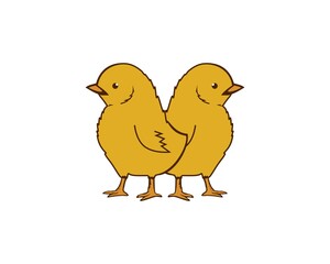 two cute chick vector