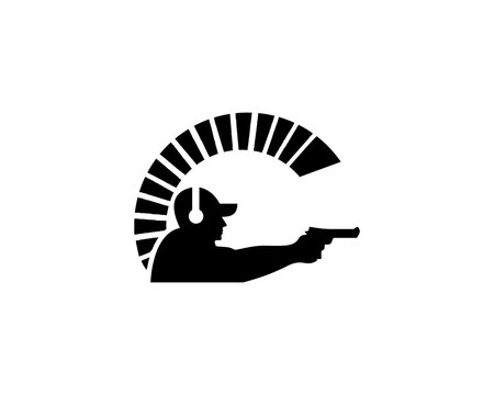 warrior shooting gun logo vector