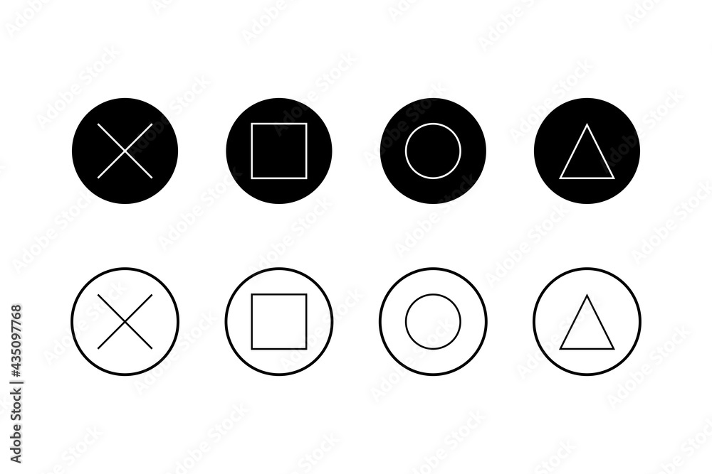 Fototapete vector icon symbol of game console. circle, square, x and triangle. fill and line art. design vector