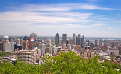 Aerial view of Montreal skyline in springtime, Quebec, Canada


