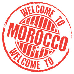 Welcome To Morocco. Grungy Rubber Stamp.