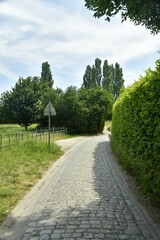 Chemin pavé à l'une des sortie du parc Neerpede à Anderlecht 