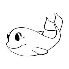 Dolphin. Children's contour illustration. Doodle style. Vector. Children's coloring