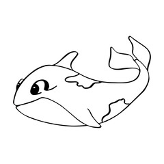 Fototapeta premium Orca. Black and white outline. Vector image in cartoon style. Children's coloring book.