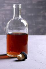 Alcohol. Bottle of whisky. A bottle of scoth . Copy space