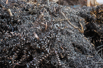 A metal shavings, production waste. Metalworking and materials. 