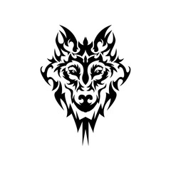 Beautiful Wolf Tattoo. Wolf or Fox Logo.Tribal Tattoo Wolf's Head isolated on White Background. Design Vector Icon Illustration.