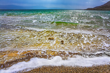 Surf and waves after a thunderstorm