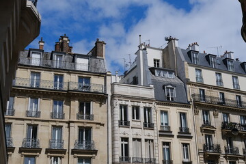 The facade of a Parisian building. France, the 22th May 2021.