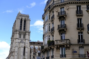 A view of the south face of Notre Dame de Paris, the 22th May 2021. A very slow reconstruction with...