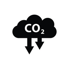 CO2 emissions in cloud icon isolated on white background. Carbon dioxide formula, smog pollution concept, environment concept. CO2 reduction cloud icon. Clipart Vector illustration.