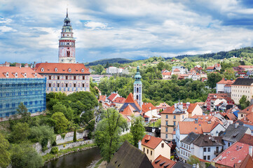 Fototapeta premium 13th century castle in the cozy little town of Cesky Krumlov in the Renaissance Baroque style
