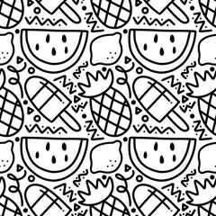 scribble pattern of hand drawn fruit holiday