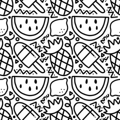 scribble pattern of hand drawn fruit holiday