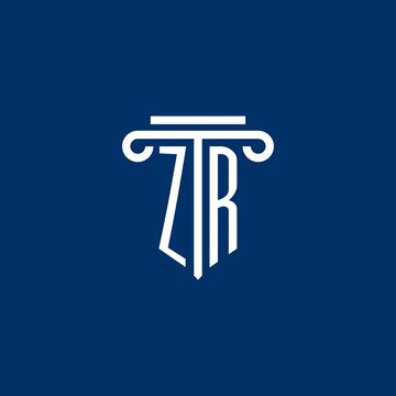 ZR initial logo monogram with simple pillar icon