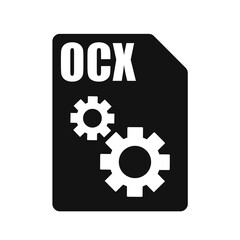 OCX Black File Vector Icon, Flat Design Style