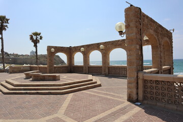 Fototapeta premium Arches Beach on the Givat Aliya promenade in southern Jaffa Israel is located near the Jaffa Slope Park