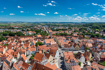 Aerial view of Nordlingen the town inside the walls, Bavaria, Germany