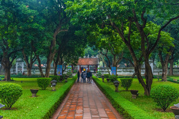 HANOI, VIETNAM, 4 JANUARY 2020: The Temple of Literature in Hanoi