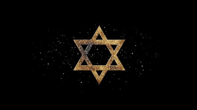 Animation Gold Jewish Star of David Alpha Channel