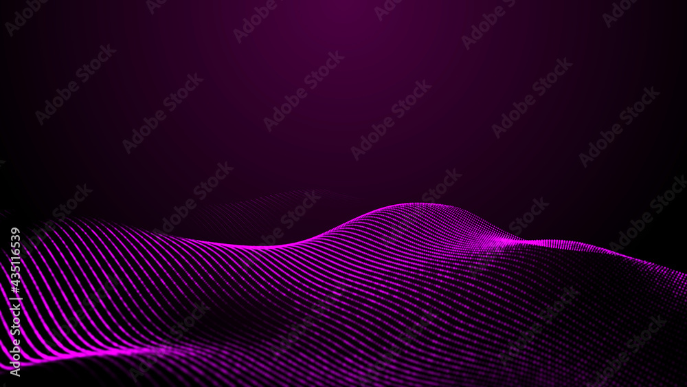 Poster abstract digital background. futuristic wave of dots and weave lines. digital technology. 3d renderi