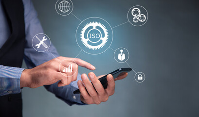 ISO concept with man holding phone