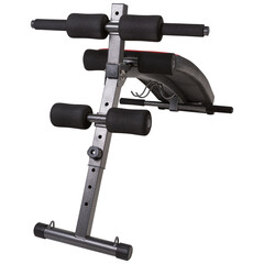 sports curved bench for power lifting and for fitness, on white background, backside arrangement