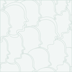 Vector background made of silhouettes of human's head in grey colors.