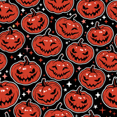 seamless pattern of orange haloween pumpkins