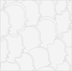 Background made of silhouettes of human's head in grey colors.