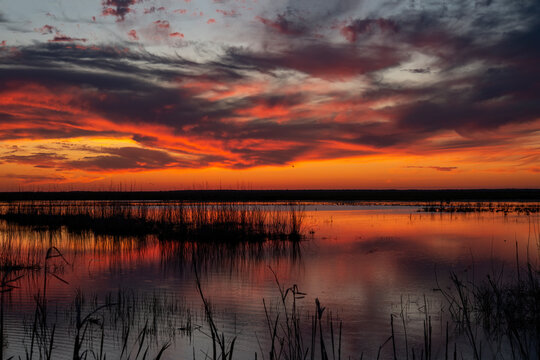 Sunset over the Marsh in Anhuac, Texas
