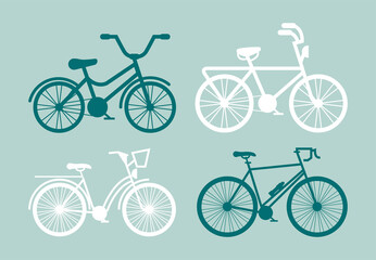 Fototapeta na wymiar four bicycles silhouettes