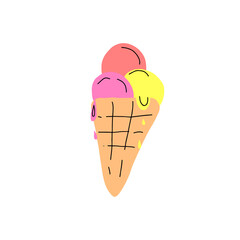 ice cream cone doodle, vector illustration, Hand drawn, doodles