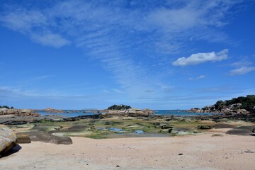 The beautiful pink granite coast in Brittany. France