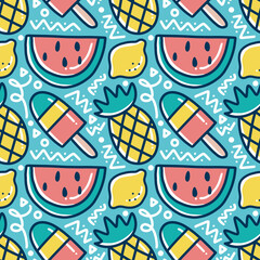 scribble pattern of hand drawn fruit holiday