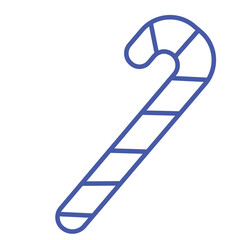 Christmas candy cane blue line icon