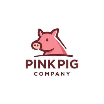 pink pig piglet Logo mascot and icon or cartoon template vector stock illustration