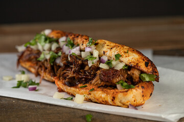 Meat sandwich, regional mexican food